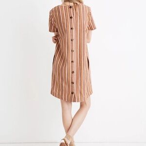 Madewell Button-Back Easy Dress Rainbow Stripe Linen-Blend Size Large